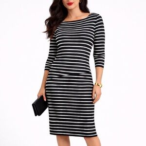 Vince Camuto long sleeve striped midi dress